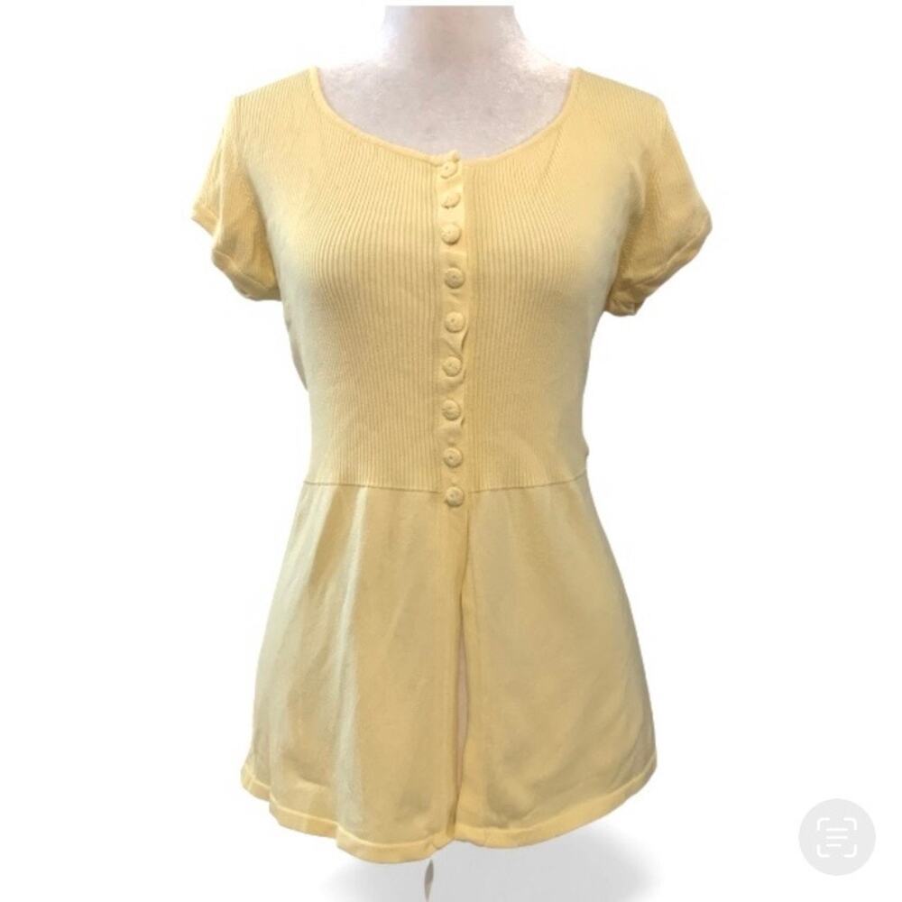 Vintage Y2K Linda Matthews Pastel Yellow Babydoll Top